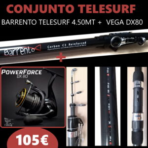 Conjunto Telesurf Vega Barrento 4.50mt + Vega Dx80 Pesca Barrento