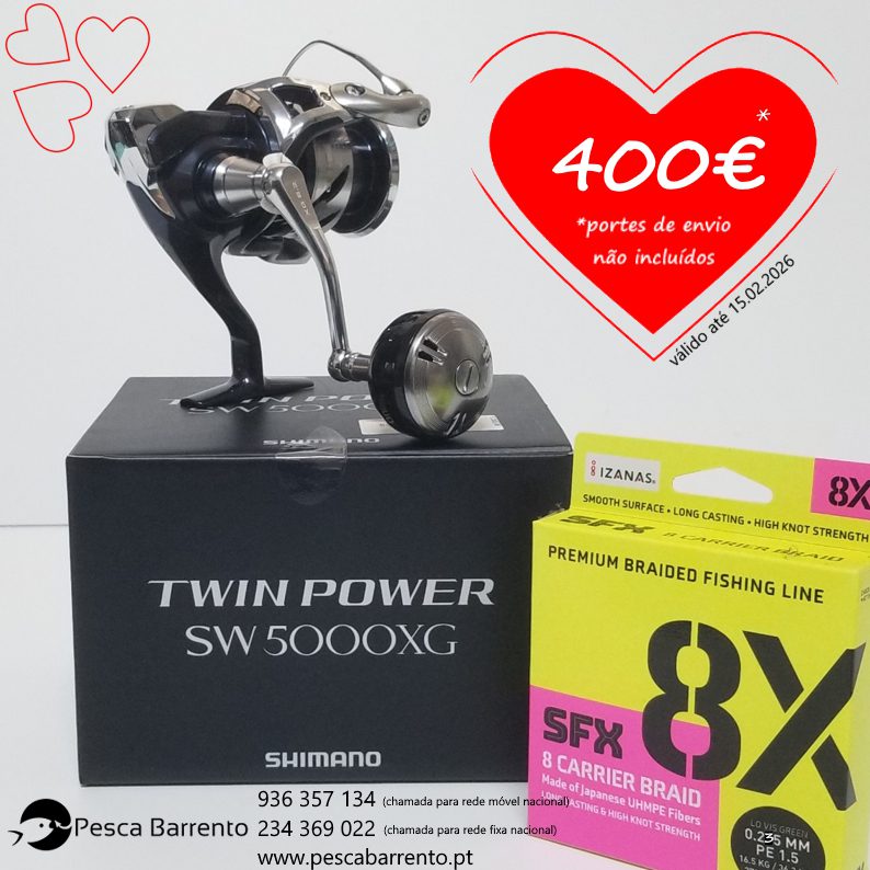 Twin Power Swc 5000 + Sufix 8x S. Valentim Pesca Barrento