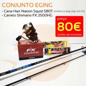 Conj Eging Hart Nation Squid Fx 2500 Pesca Barrento